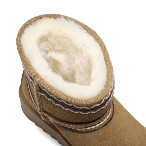 森达雪地靴女2025冬新商场同款户外保暖厚底休闲短靴XTE01DD5