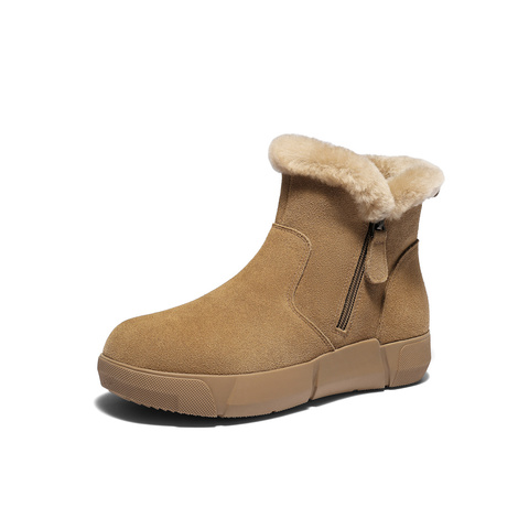 森达雪地靴女2025冬季新款户外保暖毛绒休闲短靴WP058DD5