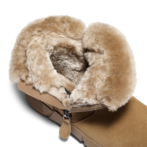 森达雪地靴女2025冬季新款户外保暖毛绒休闲短靴WP058DD5