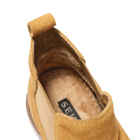 森达切尔西靴女2025冬新潮流褶皱休闲粗跟短靴ZTI39DD5