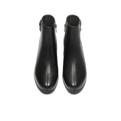 森达时装靴女2025冬新商场同款软面气质粗跟短皮靴XTG01DD5