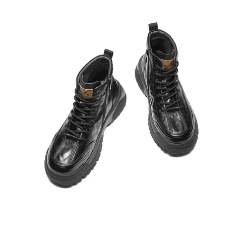 森达马丁靴男2025冬季新款商场同款户外厚底休闲短皮靴DB012DD5