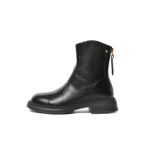 森达弹力靴女2025冬新商场同款复古潮流休闲中筒靴XRP01DZ5