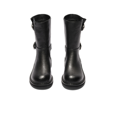 森达时装靴女2025冬新潮流皮带扣时尚户外中筒靴ZTI45DZ5