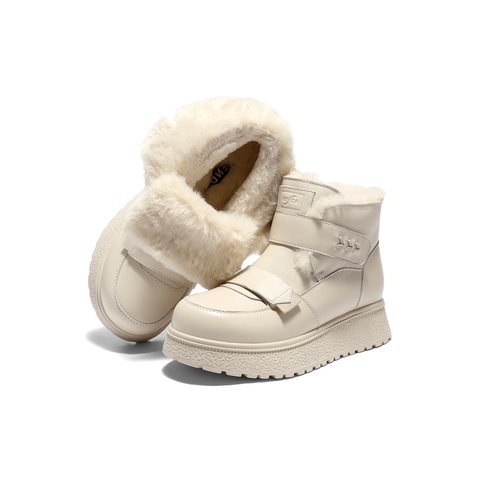 森达雪地靴女2025冬季新款商场同款户外保暖厚底短靴XSP01DD5