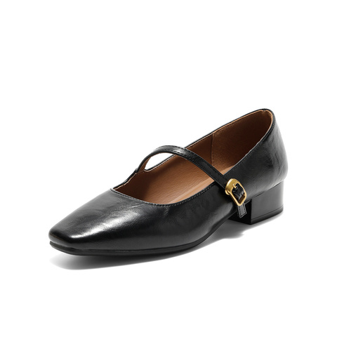 森达玛丽珍鞋女2025秋新时尚通勤粗跟浅口单鞋ZTH58CQ5