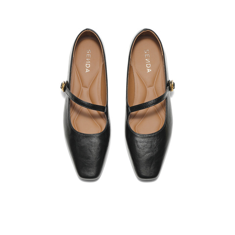 森达玛丽珍鞋女2025秋新时尚通勤粗跟浅口单鞋ZTH58CQ5