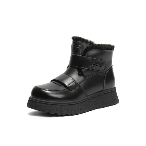 森达雪地靴女2025冬季新款商场同款户外保暖厚底短靴XSP01DD5