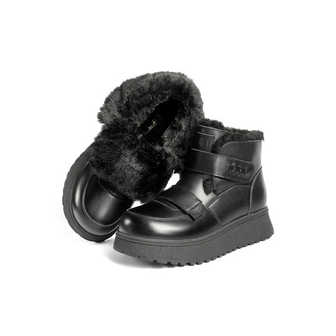 森达雪地靴女2025冬季新款商场同款户外保暖厚底短靴XSP01DD5