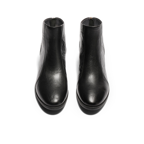 森达休闲靴女2025冬季新款商场同款抓纹皮短皮鞋4T649DD5