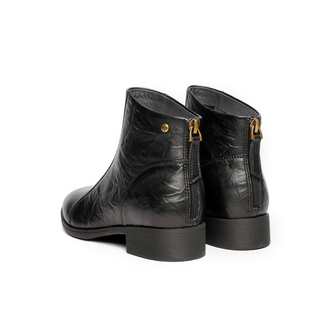 森达休闲靴女2025冬季新款商场同款抓纹皮短皮鞋4T649DD5