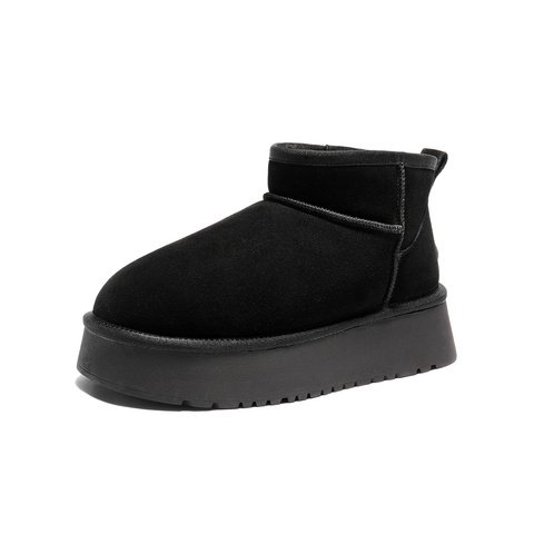 森达雪地靴女2025冬季新款户外保暖毛绒休闲短靴WP058DD5