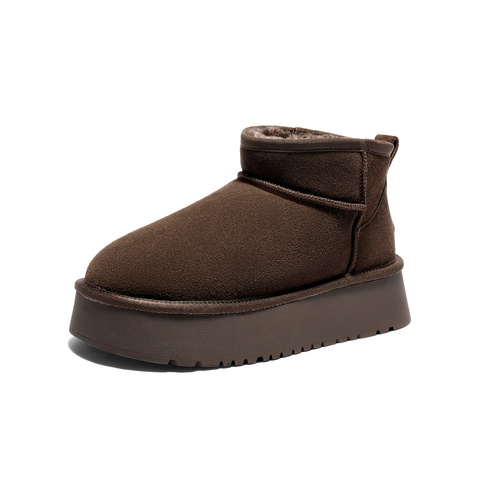 森达雪地靴女2025冬季新款户外保暖毛绒休闲短靴WP058DD5