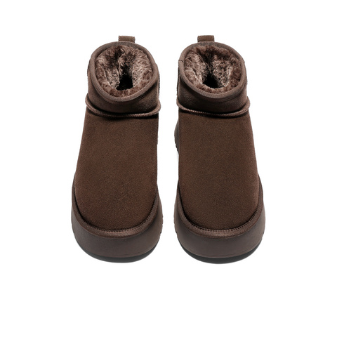 森达雪地靴女2025冬季新款户外保暖毛绒休闲短靴WP058DD5