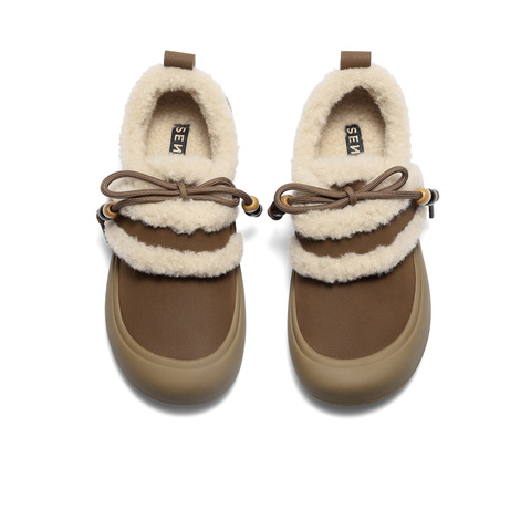 森达毛毛鞋女2025冬季新款商场同款保暖一脚蹬休闲鞋XTQ01DM5