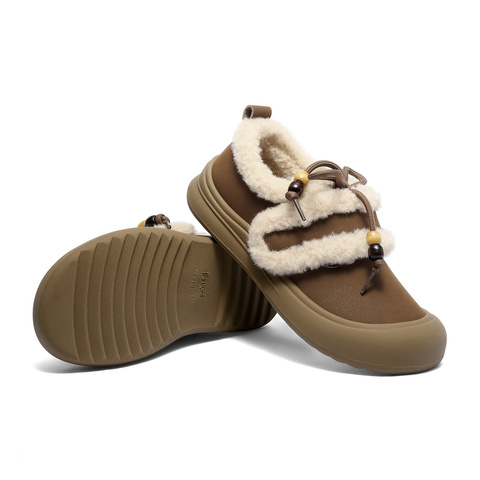 森达毛毛鞋女2025冬季新款商场同款保暖一脚蹬休闲鞋XTQ01DM5