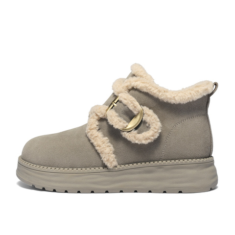 森达雪地靴女2025冬季新款商场同款保暖厚底勃肯短靴XUV01DD5