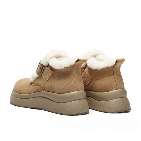 森达雪地靴女2025冬季新款舒适保暖绒毛厚底勃肯鞋ZTI29DD5