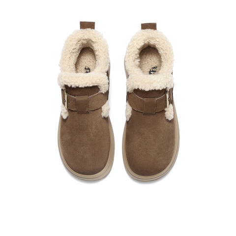 森达雪地靴女2025冬季新款舒适保暖绒毛厚底勃肯鞋ZTI29DD5