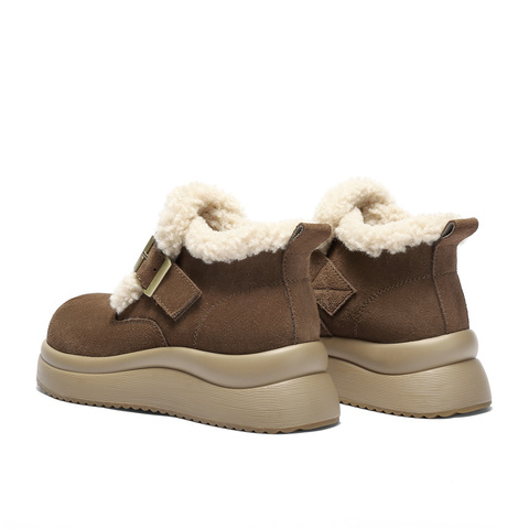 森达雪地靴女2025冬季新款舒适保暖绒毛厚底勃肯鞋ZTI29DD5
