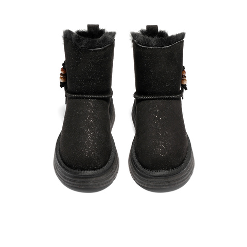 森达雪地靴女2025冬新商场同款户外保暖毛绒短靴XUY01DD5