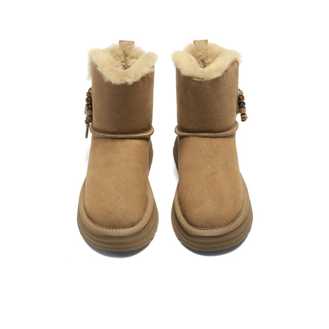 森达雪地靴女2025冬新商场同款户外保暖毛绒短靴XUY01DD5
