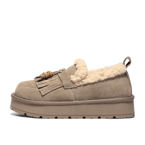 森达毛毛鞋女2025冬季新款商场同款一脚蹬厚底休闲鞋XSJ01DM5