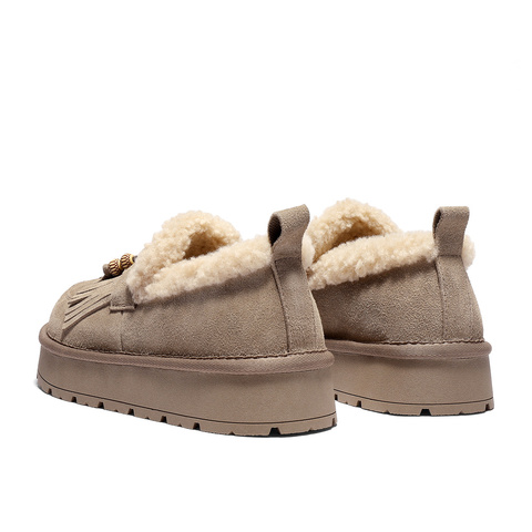 森达毛毛鞋女2025冬季新款商场同款一脚蹬厚底休闲鞋XSJ01DM5