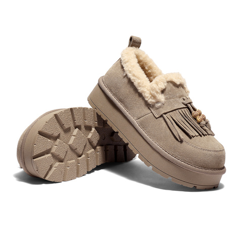 森达毛毛鞋女2025冬季新款商场同款一脚蹬厚底休闲鞋XSJ01DM5