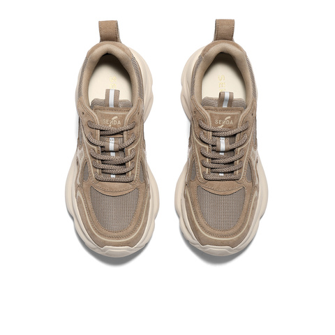 森达网面鞋女2025秋新商场同款拼接厚底休闲老爹鞋XRX01CM5