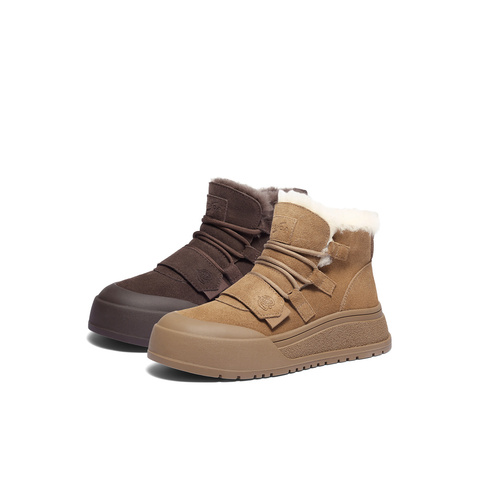 森达雪地靴女2025冬新商场同款户外保暖厚底休闲短靴XUS01DD5