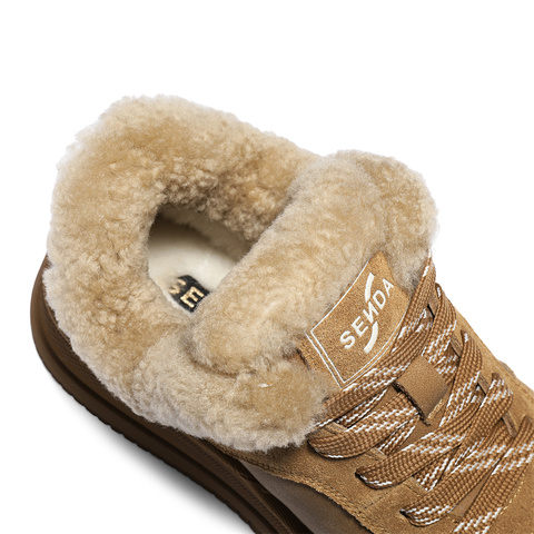 森达毛毛鞋女2025冬新商场同款保暖户外休闲板鞋XVC01DM5