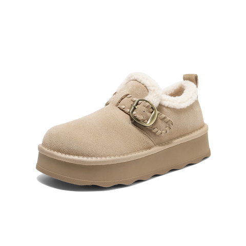 森达毛毛鞋女2025冬季新款舒适保暖厚底勃肯休闲鞋WP051DA5