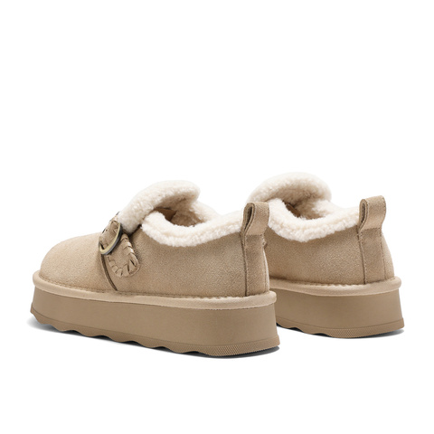 森达毛毛鞋女2025冬季新款舒适保暖厚底勃肯休闲鞋WP051DA5