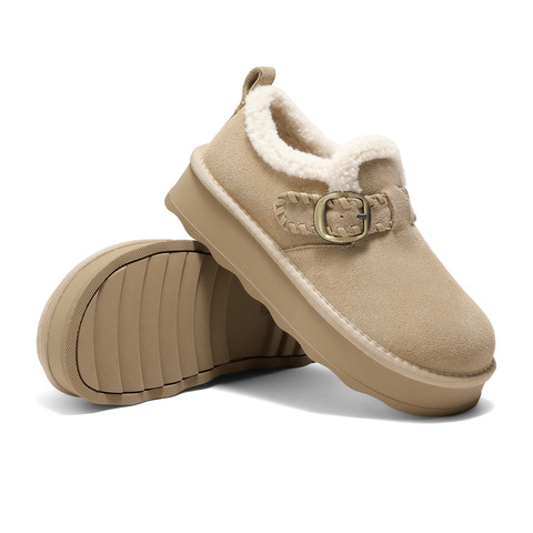 森达毛毛鞋女2025冬季新款舒适保暖厚底勃肯休闲鞋WP051DA5