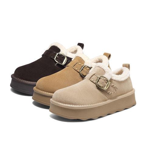 森达毛毛鞋女2025冬季新款舒适保暖厚底勃肯休闲鞋WP051DA5