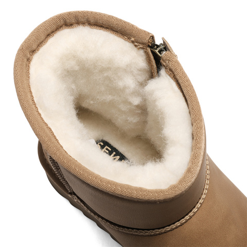 森达雪地靴女2025冬新商场同款经典休闲厚底短靴XUZ01DD5