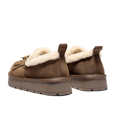 森达毛毛鞋女2025冬季新款商场同款一脚蹬厚底休闲鞋XSJ01DM5