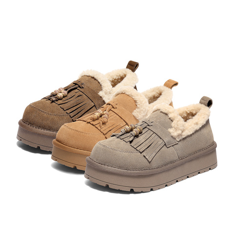 森达毛毛鞋女2025冬季新款商场同款一脚蹬厚底休闲鞋XSJ01DM5