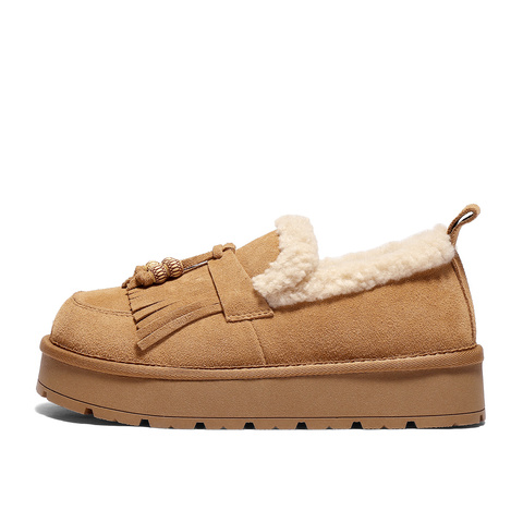 森达毛毛鞋女2025冬季新款商场同款一脚蹬厚底休闲鞋XSJ01DM5