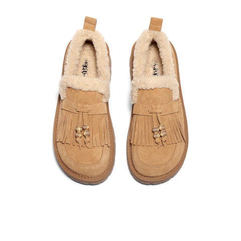 森达毛毛鞋女2025冬季新款商场同款一脚蹬厚底休闲鞋XSJ01DM5