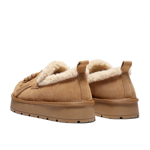 森达毛毛鞋女2025冬季新款商场同款一脚蹬厚底休闲鞋XSJ01DM5