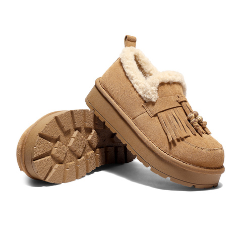 森达毛毛鞋女2025冬季新款商场同款一脚蹬厚底休闲鞋XSJ01DM5