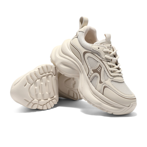 森达网面鞋女2025秋新商场同款拼接厚底休闲老爹鞋XRX01CM5