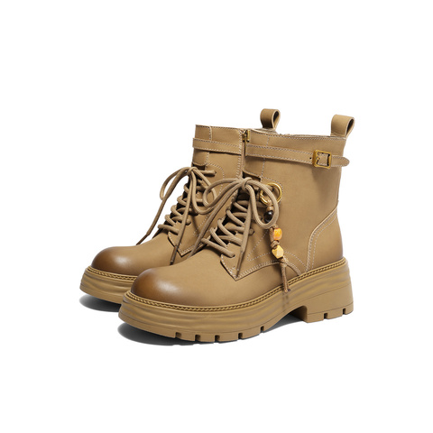 森达马丁靴女2025冬新商场同款户外徒步厚底休闲短皮靴XVJ01DD5