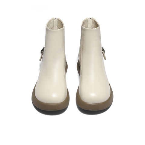 森达时装靴女2025冬新商场同款软面气质休闲短皮靴XVH01DD5