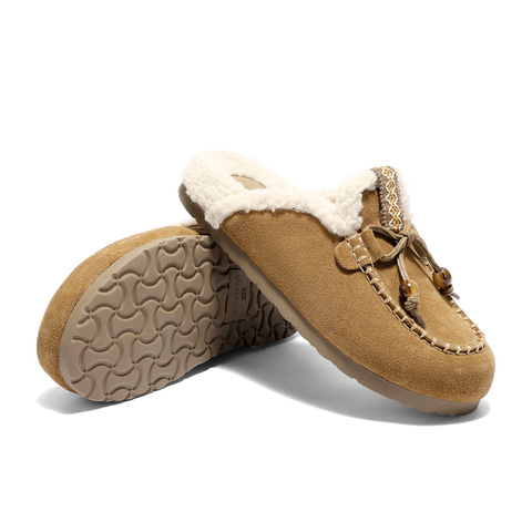 森达毛毛鞋女2025冬新商场同款毛绒保暖穆勒拖鞋XST01DT5
