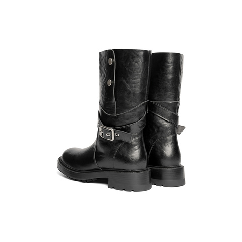 森达时装靴女2025冬新商场同款皮带扣潮流休闲中靴XVL01DG5