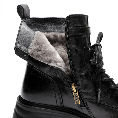 森达马丁靴女2025冬新商场同款户外徒步厚底休闲短皮靴XVJ01DD5