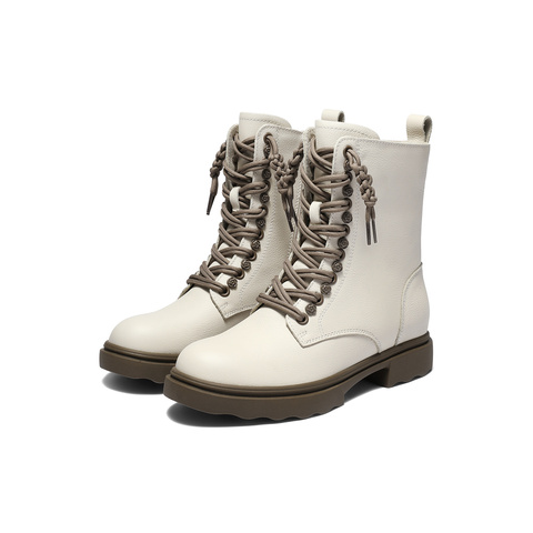 森达马丁靴女2025冬新商场同款百搭真皮休闲中筒靴XTC01DZ5